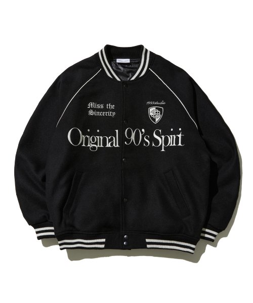 MUSINSA 1993STUDIO Original 90S Varsity Jacket Black