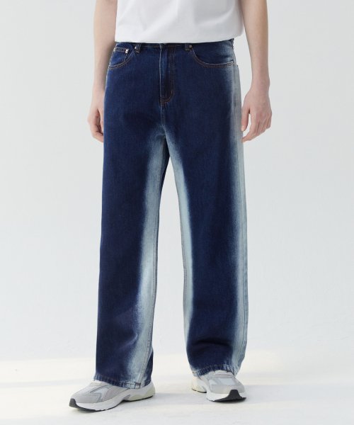 MUSINSA TRILLION Side Washing Wide Denim Pants INDIGO