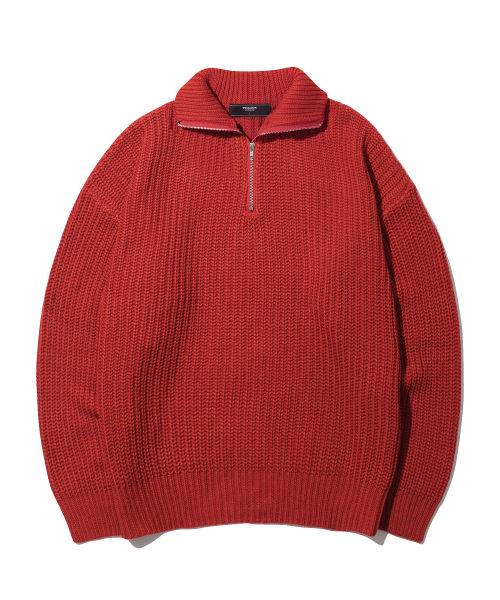 Musinsa Trillion Washable Half Zip Up Collar Neck Hachi Knit Burgundy