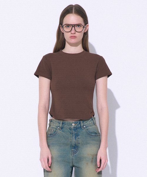 MUSINSA PARTIMENTO WOMEN 90S Short Sleeve T Shirt Brown