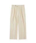 벨리프(BELLIEF) [Easy line] Herringbone cotton Wide Pants (ECRU)