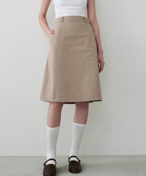 Musinsa Loeil Basic Midi Skirt Beige