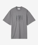 아미(AMI) 남성 로고 프린트 반소매 티셔츠 - 헤더 그레이 / UTS003725055SS22