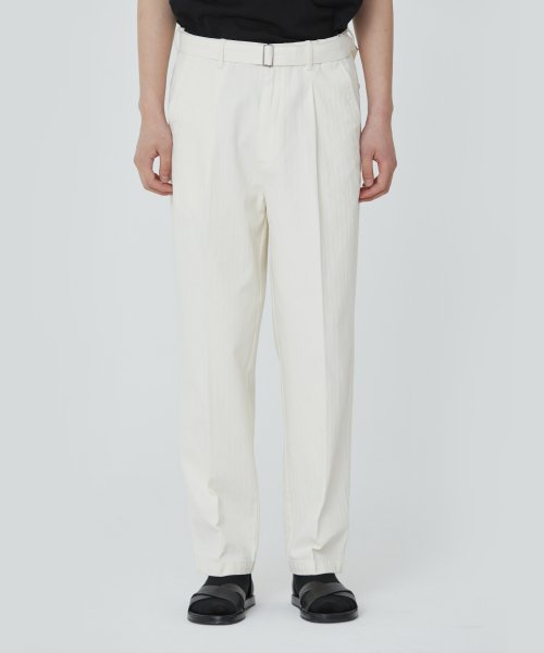 Cotton Herringbone Tapered Pants_Ivory