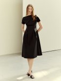 레티켓 스튜디오(LETQ STUDIO) 원 숄더 드레이프 드레스 BLACK