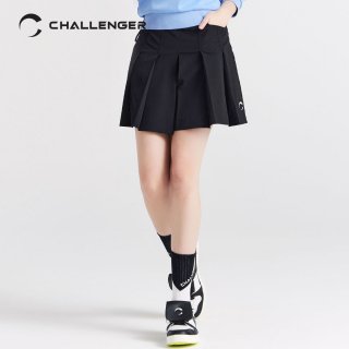 챌린저(CHALLENGER) 도레이원사 플리츠주름 여성 큐롯형 골프반바지 블랙