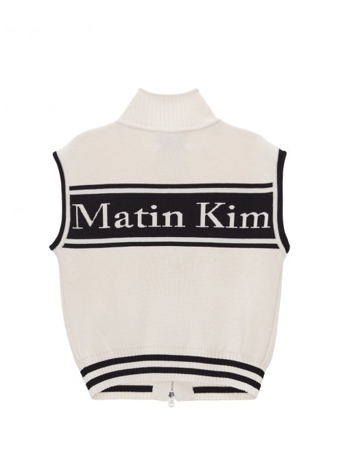 Musinsa Matin Kim Spell Point Stripe Knit Vest Ivory