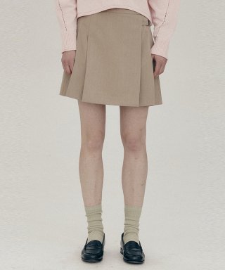 아위 Pleated Mini Skirt_BEIGE