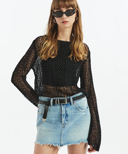 MUSINSA FALLETT Crochet Summer Knit Black