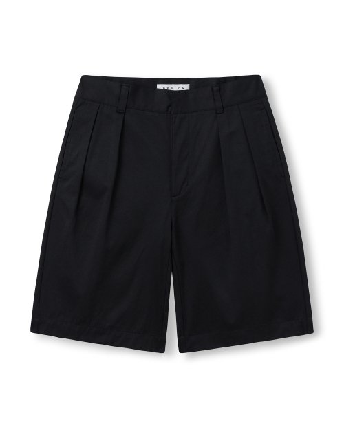 Musinsa Beslow Wide Fit Two Tuck Shorts Black