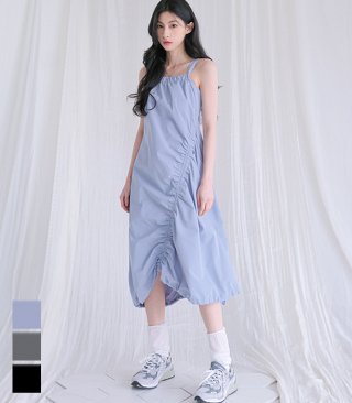 shell wrinkle long onepiece - 3COL