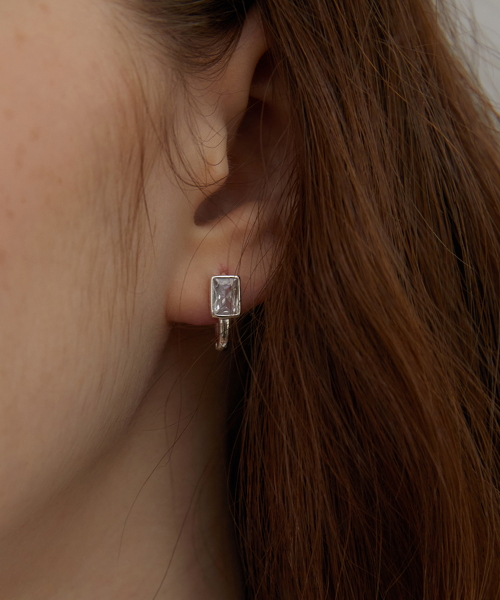 TATIANA - (Silver 925) Box Cubic Hoop Earrings EC1984