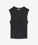 생로랑(SAINT LAURENT) 여성 민소매 크롭 티셔츠 - 블랙 / 733709YAPK21000