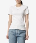 오프 화이트(Off White) 로고 리브 반소매 티셔츠 - 화이트 / OWAA065C99JER0020110