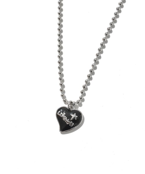 MUSINSA LOTSYOU Lotsyou Doodle Heart Star Necklace Black