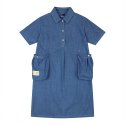 펜필드(PENFIELD) [P X JAMESON] DENIM POCKET DRESS LIGHT BLUE_FP2KS50F