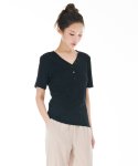 체이스컬트(CHASECULT) 여성 브이넥 골지 티셔츠-CBRG5874D03