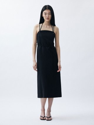오이소엘 Eyelet Strappy Maxi Dress - Black