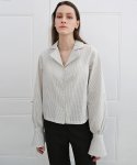 데미지니모닉(DAMAGE MNEMONIC) 코튼 스트라이프 커프스 아이보리 셔츠_ Cotton Stripe Ivory Shirt
