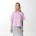 보연(VOYONN) 스몰체크 로고자수 반소매 셔츠 핑크 0036