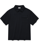 커버낫(COVERNAT) 오픈카라 포켓 티셔츠 네이비