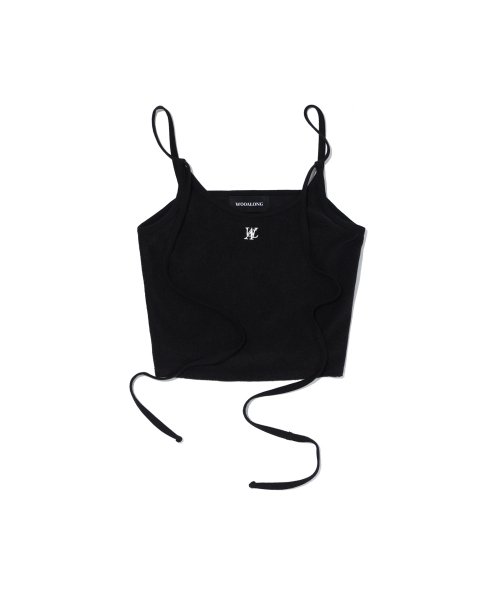 MUSINSA WOOALONG Signature Layered Terry Halterneck Crop Top BLACK