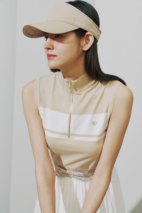 AOW - BLOCKING SLEVELESS ZIP_UP KNIT