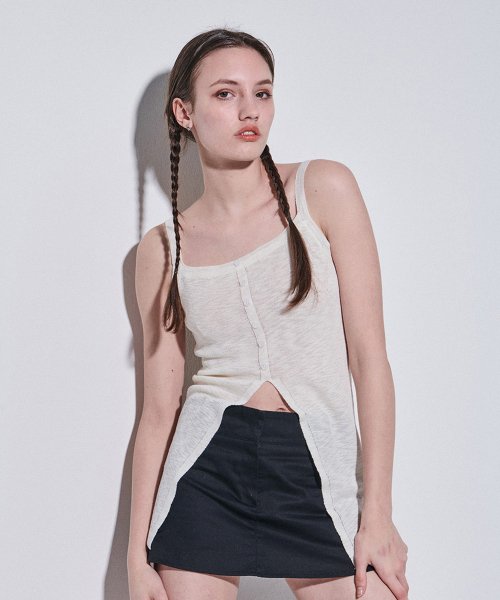 Musinsa Some Place Layered Bustier Knit Button Sleeveless T Shirt