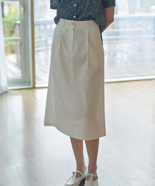 MUSINSA公式 NONLOCAL Linen Goldish Skirt White