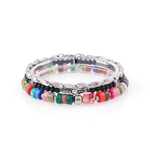 JBANS CLASSIC - Memeprism 953 Cut Stone 489 Ethnic Color Rondel 988 Bracelet Set (C2301-SE302_SV)