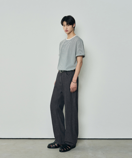 OURDAYZ - Cool Linen-Like Semi-Wide Denim [GRAYISH BLACK]