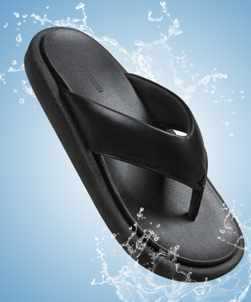 Musinsa Doffjason Greet Volume Leather Flip Flops Black