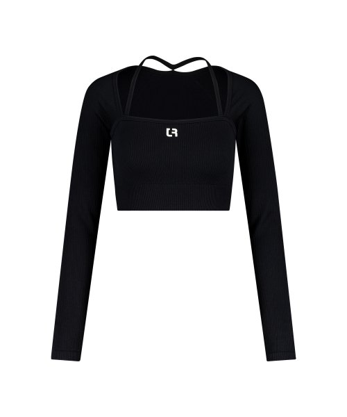 Musinsa Rockcake Long Sleeve Ribbed Ciara Crop Top Black