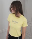 트리플 나비 자수 반팔 티셔츠 ( 레몬 )