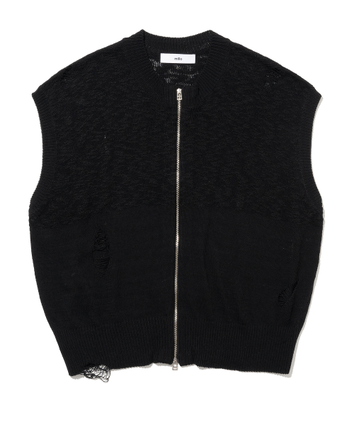 MUSINSA MILLO ARCHIVE Claire Knit Vest Zip Up Black