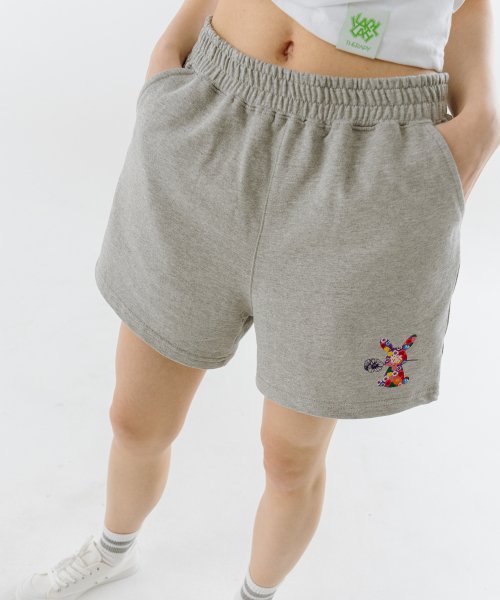 KARLLAH - Flower Rabbit Signature Printing Sweatpants - Melange