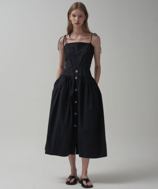 모트(MOTT) 슬립 롱 드레스-Black