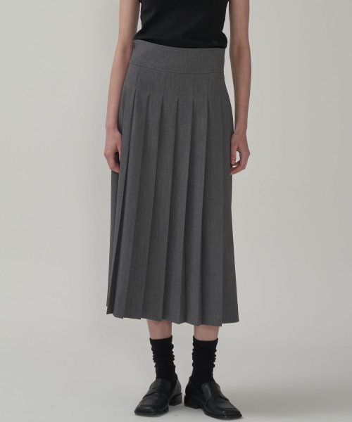 MOTT - Pleated Long Skirt - Gray