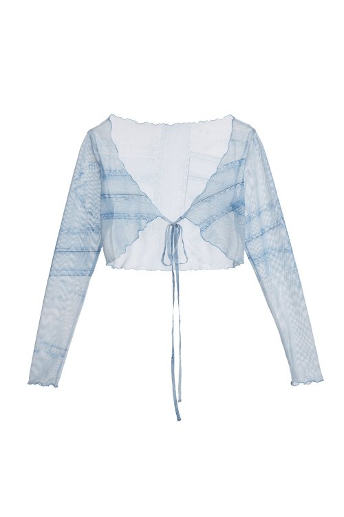 Musinsa Afterhours Denim Printed See Through Cardigan