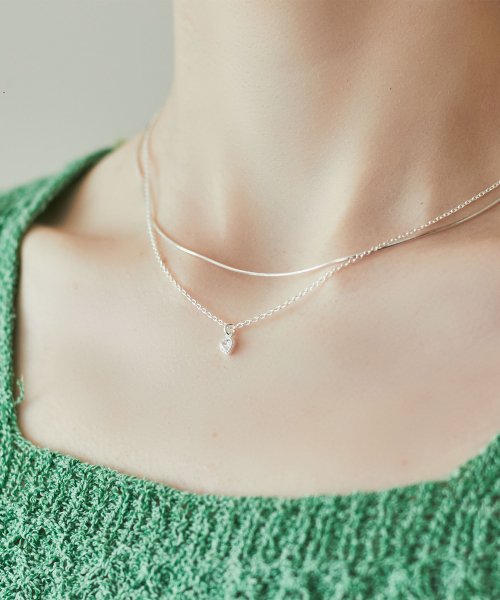 CHARMY - Silver 925 Heart Layered Necklace