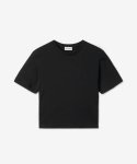 생로랑(SAINT LAURENT) 여성 크롭 반소매 티셔츠 - 블랙 / 693298Y2ZJ21000