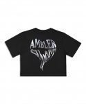 엠블러(AMBLER) Heart Sunset 크롭 반팔 티셔츠 ACR405 (블랙)