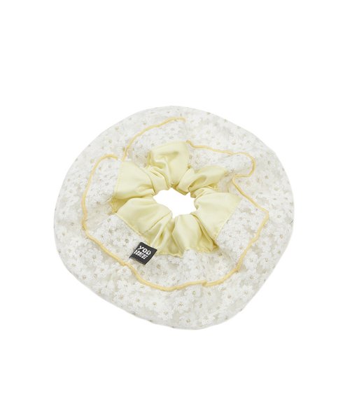 YOUHEE - FLOWER SATIN SCRUNCHIE YELLOW