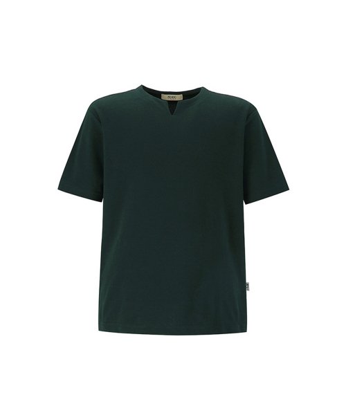 MUSINSA公式 AD HOC Men s Henley Neck Basic Short Sleeved T Shirt GREEN