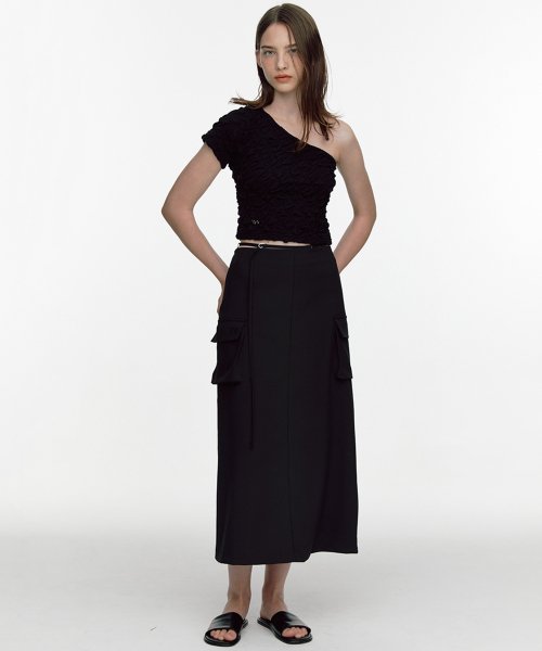 Musinsa Softseoul Ring Belt Low Rise Cargo Skirt Black