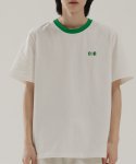 콘센트12(CONCENT12) 컬러 매칭 하프 티셔츠 아이보리 그린