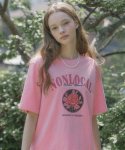 논로컬(NONLOCAL) 빈티지 로즈 티셔츠 - 핑크