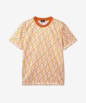 펜디(FENDI) 남성 메쉬 FF 로고 반소매 티셔츠 - 오렌지:화이트 / FAF682AN66F1KRO