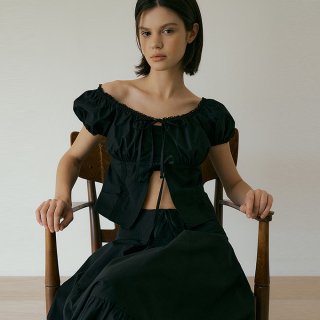 루시르주 Shirring bolero blouse (black)