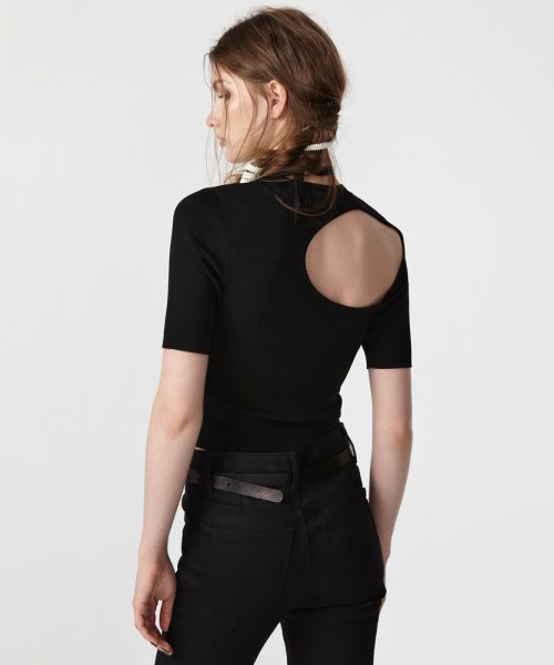 Musinsa Ean Jo Signature Back Cut Out Knit Black